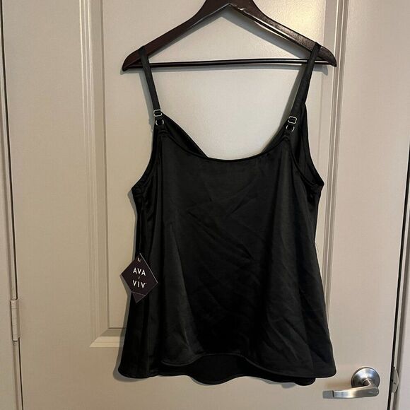 NWT Women's Ava & Viv Black Satin Tank Top - XXL - NWT - Picture 5 of 11